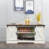 4 EVER WINNER Farmhouse Coffee Bar Cabinet, 59" Buffet Cabinet with Storage & Sliding Barn Doors, Kitchen Storage Cabinet, Coffee Station, Living Dining Room, White view 4
