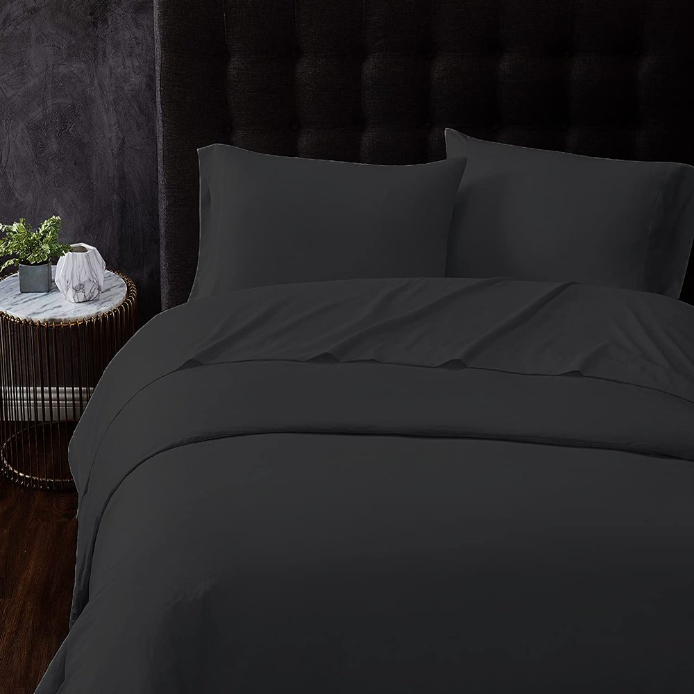 100% Cotton Bedsheets Bed-in-A-Beg Set(1 Duvet Cover,1 Fitted 18" Deep Pocket,1 Flat,2 Pillowcases) Twin XL Grey Sheet Set - Extra Long Staple Cotton for Most Comfortable Bed Sheets