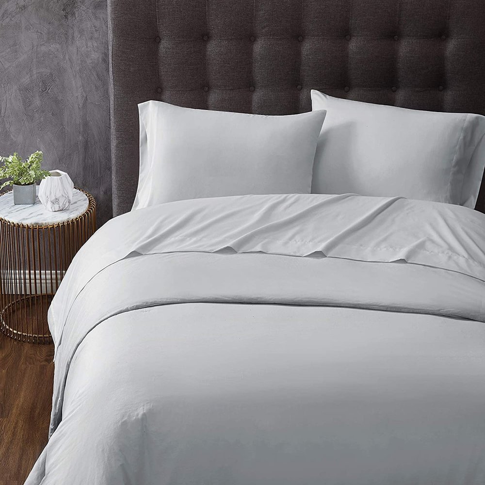 100% Cotton Bedsheets Bed-in-A-Beg Set(1 Duvet Cover,1 Fitted 18" Deep Pocket,1 Flat,2 Pillowcases) Twin XL White Sheet Set - Extra Long Staple Cotton for Most Comfortable Bed Sheets