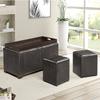 AC Pacific Vista Faux Leather Storage Bench for Bedroom and Living Room, with 2 Ottomans for Seating, Stylish Multi-Functional Furniture, Tufted Nail Head Design, Large, Black view 2