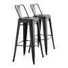 AC Pacific 30 Metal Barstool Set of 2 Country Rustic Style with Low Back, Lightweight & Sturdy Build, Easy Assembly Distressed Ebony Black view 1