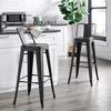 AC Pacific 30 Metal Barstool Set of 2 Country Rustic Style with Low Back, Lightweight & Sturdy Build, Easy Assembly Distressed Ebony Black view 2