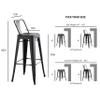 AC Pacific 30 Metal Barstool Set of 2 Country Rustic Style with Low Back, Lightweight & Sturdy Build, Easy Assembly Distressed Ebony Black view 3