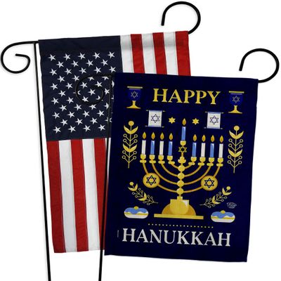 Ornament Collection Joy of Hanukkah Garden Flag Pack Wintertime Candle Bonsai Menorah Jewish Chanukah David Applique House Decoration Banner Small Yard Gift Double-Sided, Made in USA