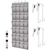 GORILLA GRIP Over the Door Shoe Organizer, 24 Large Breathable Mesh Pockets, Space Saving Hanging Storage Holder, Closet Rack Hanger Holds Up to 40 lbs, Hangs on Closets for Shoes, Accessories, Gray view 1