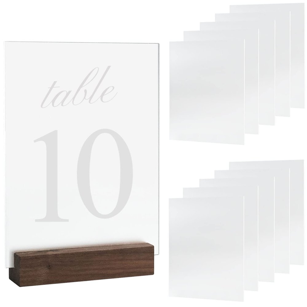 10 Pack Frosted Acrylic Sign Blank for Table Numbers, 5 x 7 Inch Acrylic Blank Frosted Sheet Sign 1/8 inch Thick, Use for DIY Wedding Table Signs, Wood Base NOT Included