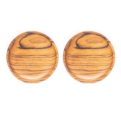Rainforest Bowls Set of 2 6" Round Javanese Teak Wood Plates- Perfect for Everyday Use- Hot & Cold Friendly, Ultra-Durable, Premium Wooden Plates- Handcrafted by Indonesian Artisans