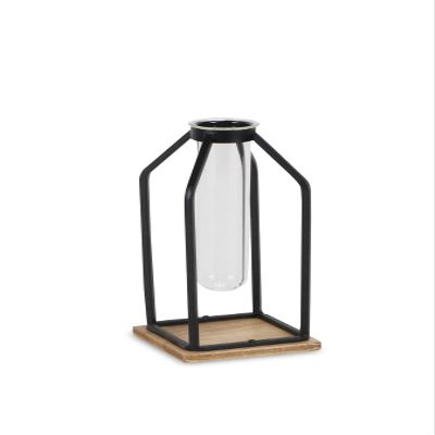 Cheung's 5483S-BK Tall Metal Stand with Glass Tube Black