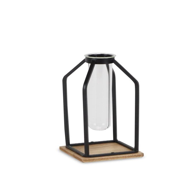 Cheung's 5483S-BK Tall Metal Stand with Glass Tube Black