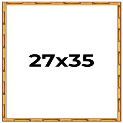 27x35 Frame Gold Bamboo Solid Wood Picture Frame | 1 Inch Moulding Width | Interior Frame Depth 0.75 Inches | Complete with UV Acrylic Plexiglass, Foam Board Backing & Hanging Hardware
