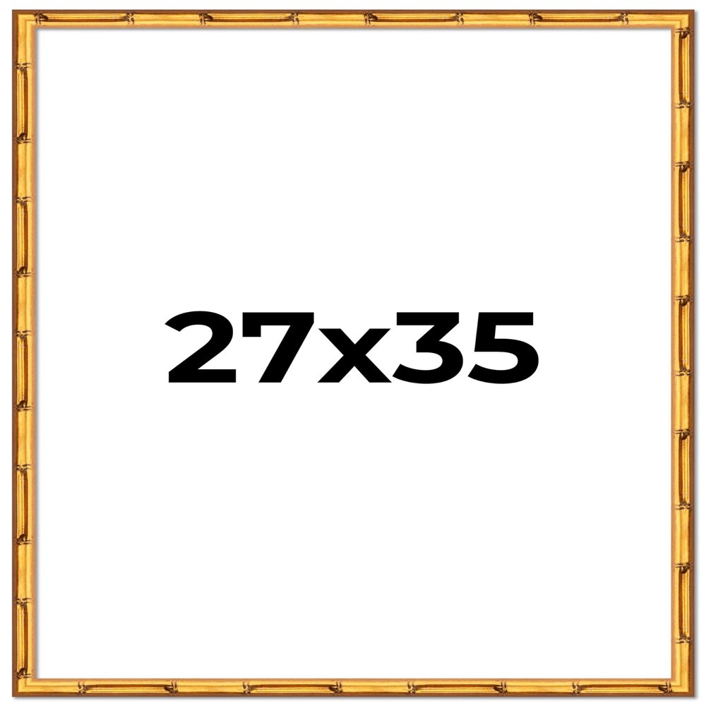 27x35 Frame Gold Bamboo Solid Wood Picture Frame | 1 Inch Moulding Width | Interior Frame Depth 0.75 Inches | Complete with UV Acrylic Plexiglass, Foam Board Backing & Hanging Hardware