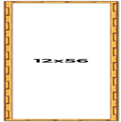 12x56 Frame Gold Bamboo Solid Wood Picture Frame | 1 Inch Moulding Width | Interior Frame Depth 0.75 Inches | Complete with UV Acrylic Plexiglass, Foam Board Backing & Hanging Hardware