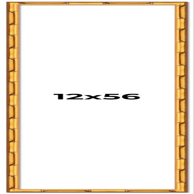 12x56 Frame Gold Bamboo Solid Wood Picture Frame | 1 Inch Moulding Width | Interior Frame Depth 0.75 Inches | Complete with UV Acrylic Plexiglass, Foam Board Backing & Hanging Hardware