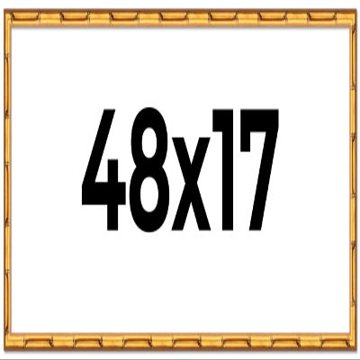 48x17 Frame Gold Bamboo Solid Wood Picture Frame | 1 Inch Moulding Width | Interior Frame Depth 0.75 Inches | Complete with UV Acrylic Plexiglass, Foam Board Backing & Hanging Hardware