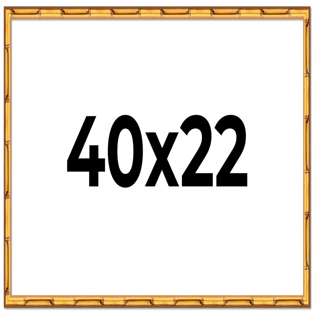 40x22 Frame Gold Bamboo Solid Wood Picture Frame | 1 Inch Moulding Width | Interior Frame Depth 0.75 Inches | Complete with UV Acrylic Plexiglass, Foam Board Backing & Hanging Hardware