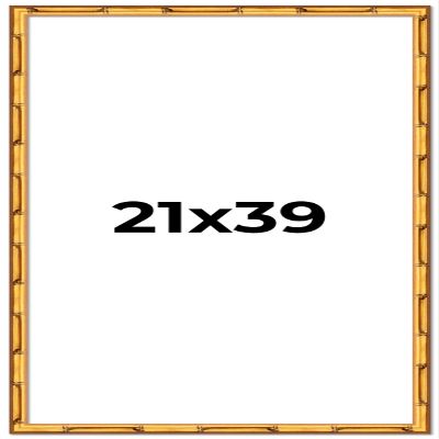 21x39 Frame Gold Bamboo Solid Wood Picture Frame | 1 Inch Moulding Width | Interior Frame Depth 0.75 Inches | Complete with UV Acrylic Plexiglass, Foam Board Backing & Hanging Hardware
