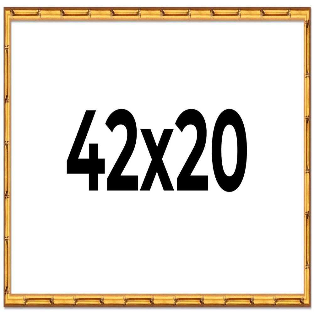 42x20 Frame Gold Bamboo Solid Wood Picture Frame | 1 Inch Moulding Width | Interior Frame Depth 0.75 Inches | Complete with UV Acrylic Plexiglass, Foam Board Backing & Hanging Hardware