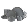 10 Strawberry Street Double Line 16 Piece Dinnerware Set, Matte Gray view 1