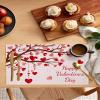 Valentines Placemats Set of 6, Heart Love Tree Placemats for Dining Table, Pink Branches Happy Valentines Cotton and Linen Table Mats Washable for Kitchen, Party, Wedding Decor, 13 x 19 Inches view 2