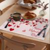 Valentines Placemats Set of 6, Heart Love Tree Placemats for Dining Table, Pink Branches Happy Valentines Cotton and Linen Table Mats Washable for Kitchen, Party, Wedding Decor, 13 x 19 Inches view 3