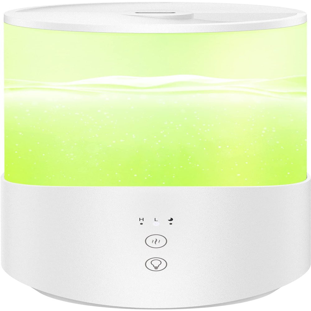 2500mL Cool Mist Humidifiers for Bedroom, Essential Oil Compatible, 7-Color Light, 25dB Quiet Run Up to 30H, BPA-Free Humidifiers for Large Room Plants Baby Room, Auto Shut Off, Easy to Clean