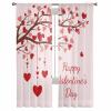2 PCS Valentines Semi-Sheer Curtains 63 Inches Long,Red Pink Valentine Love-Tree Rod Pocket Voile Panels,Brown Window Drape Chiffon Fabric Sheer Curtains for Living Room Bedroom,Happy Valentine's Day view 2