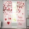 2 PCS Valentines Semi-Sheer Curtains 63 Inches Long,Red Pink Valentine Love-Tree Rod Pocket Voile Panels,Brown Window Drape Chiffon Fabric Sheer Curtains for Living Room Bedroom,Happy Valentine's Day view 3