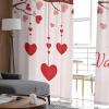 2 PCS Valentines Semi-Sheer Curtains 63 Inches Long,Red Pink Valentine Love-Tree Rod Pocket Voile Panels,Brown Window Drape Chiffon Fabric Sheer Curtains for Living Room Bedroom,Happy Valentine's Day view 4
