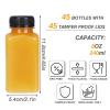 TOMNK 45pcs 8oz Plastic Juice Bottles with Black Caps Empty Reusable Clear Bottles with Label, Funnel and Brush Beverage Containers Bulk with Lids for Juicing, Smoothies, Fridge view 2