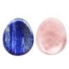 Neyisaa 2Pcs Natural Crystal Thumb Worry Stone, Hand Carved Teardrop Pocket Stones for Anxiety Stress Relief Meditation Healing Reiki, Rose Quartz & Lapis Lazuli view 1