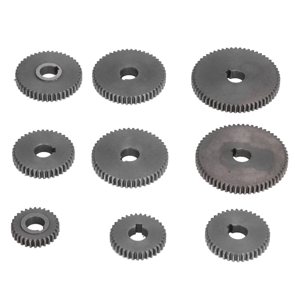 ViaGasaFamido 9Pcs Metal Gear Set Mini Lathe Metal Cutting Machine Gears Lathe Gears Metal Exchange Gears Replacement Parts 2xT60 2xT50 1xT45 2xT40 1xT35 1xT30