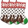 MALIHONG 3 Packs Personalized Black Polka Dot Christsmas Stocking with Cute Dog English Springer Spaniel Red and White Buffalo Plaid Xmas Decor Gift 14.4 Inch view 1