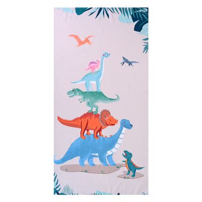 LIVILAN Small Dinosaur Beach Towel for Kids, 24x48, Microfiber, Quick Dry, Sand Free, Lightweight, Thin, Perfect for Girls, Boys, Bath, Swim, Shower, Unique Dinosaur Gifts and Decorations
