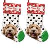 MALIHONG 2 Packs Personalized Black Polka Dot Christsmas Stocking with Lovely Dog Labradoodle Red and White Buffalo Plaid Xmas Decor Gift 14.4 Inch view 1