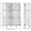 AMBITION LAND Room Divider with Shelves, Privacy Screen, Room Dividers and Folding Privacy Screens, 4 Panel Wood Temporary Wall Partition Separation Separator, Coconut view 2