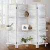 AMBITION LAND Room Divider with Shelves, Privacy Screen, Room Dividers and Folding Privacy Screens, 4 Panel Wood Temporary Wall Partition Separation Separator, Coconut view 3