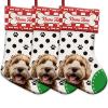 MALIHONG 3 Packs Personalized Black Polka Dot Christsmas Stocking with Lovely Dog Labradoodle Red and White Buffalo Plaid Xmas Decor Gift 14.4 Inch view 1