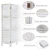 AMBITION LAND Room Divider with Shelves, Privacy Screen, Room Dividers and Folding Privacy Screens, 5 Panel Wood Temporary Wall Partition Separation Separator, Coconut view 4