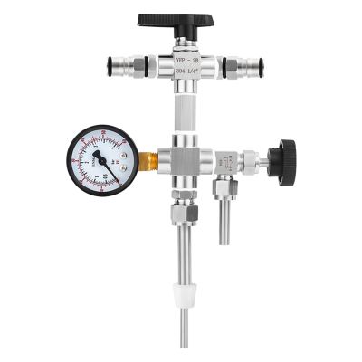 AIZYR Counter Pressure Bottle Filler with 0-60 psi Monitoring Pressure Gauge, CO2 Beer Bottle Growler Filler 304 Stainless Steel Beer Homebrew Tool Kit