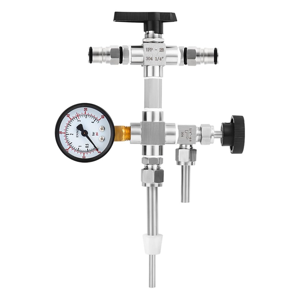 AIZYR Counter Pressure Bottle Filler with 0-60 psi Monitoring Pressure Gauge, CO2 Beer Bottle Growler Filler 304 Stainless Steel Beer Homebrew Tool Kit