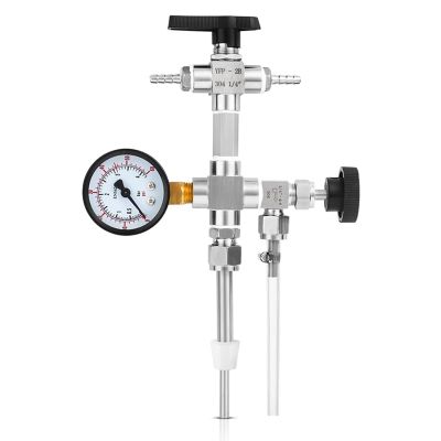 AIZYR 304 Stainless Steel Counter Pressure Bottle Filler with 0-60 Pressure Gauge, Homebrew Beer Filling Machine Device Oxygen-free Contact Transfer Kit