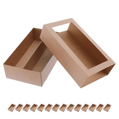 BAKIPACK 15 Macaron Boxes, Macaron Gift Box for 12 (Interior Measurement 7.34.2 1.9 Inches), Macaron Packaging Boxes with Clear Window Kraft without Macarons inside