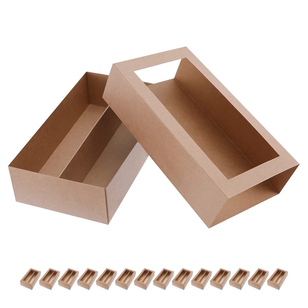 BAKIPACK 15 Macaron Boxes, Macaron Gift Box for 12 (Interior Measurement 7.34.2 1.9 Inches), Macaron Packaging Boxes with Clear Window Kraft without Macarons inside