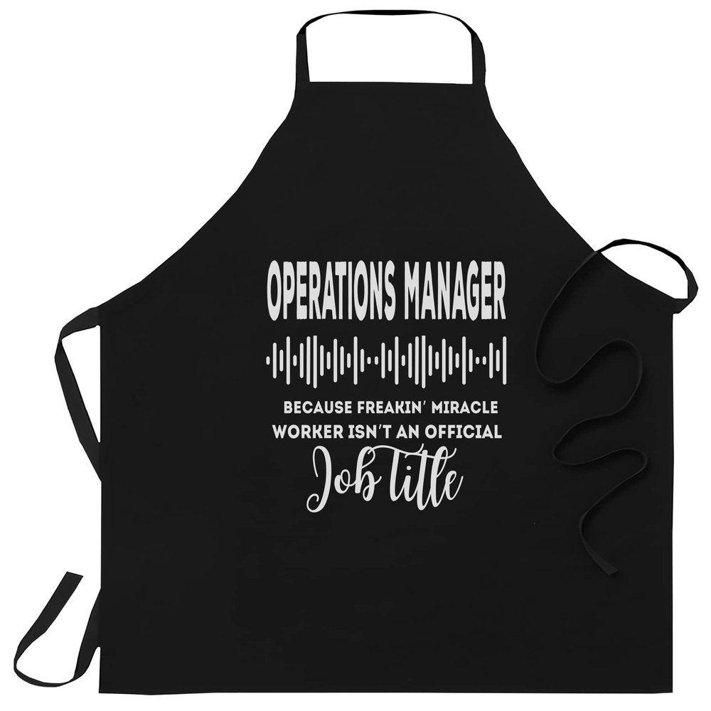 99WakeUp Operations Manager Mug - Operations Manager Freakin Awesome Job title Black Apron - 1 Size fits all Men Women Workwear Aprons