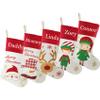 DearSun Set of 5,18" Personalized Christmas Stockings with Exquisite Embroidery Names,Santa,Snowman,Deer,Elf Boy&Girl Characters, Quality Linen Stockings for Family Decor view 1