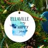 Christmas Ornament Tree 2023 with City Name Ornament Ellaville Georgia is My Happy Place - Ellaville GA Ornaments - Xmas Decoration Gift Family 3" MDF Plastic White view 1