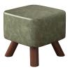 WYBB Ottoman Foot Stool Small Footstools with Wood Legs, Lightweight Waterproof Leather Change Shoes Stool, Space-Saving Square Pouffe Stool, for Under Desk (Color : Green, Size : 20CM/7.9INCH) view 1