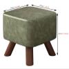 WYBB Ottoman Foot Stool Small Footstools with Wood Legs, Lightweight Waterproof Leather Change Shoes Stool, Space-Saving Square Pouffe Stool, for Under Desk (Color : Green, Size : 20CM/7.9INCH) view 3