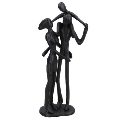 AB Tools Family of 3 Piggy Back Silhouette Figurine Statue House Decor Ornament Cast Iron