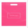 Purple Q Crafts Pink Die Cut Plastic Shopping Bags with Thank You Logo 12"x15" Boutique Bags with Handles 100 Pack for Merchandise, Gifts, Trade Shows and More view 1